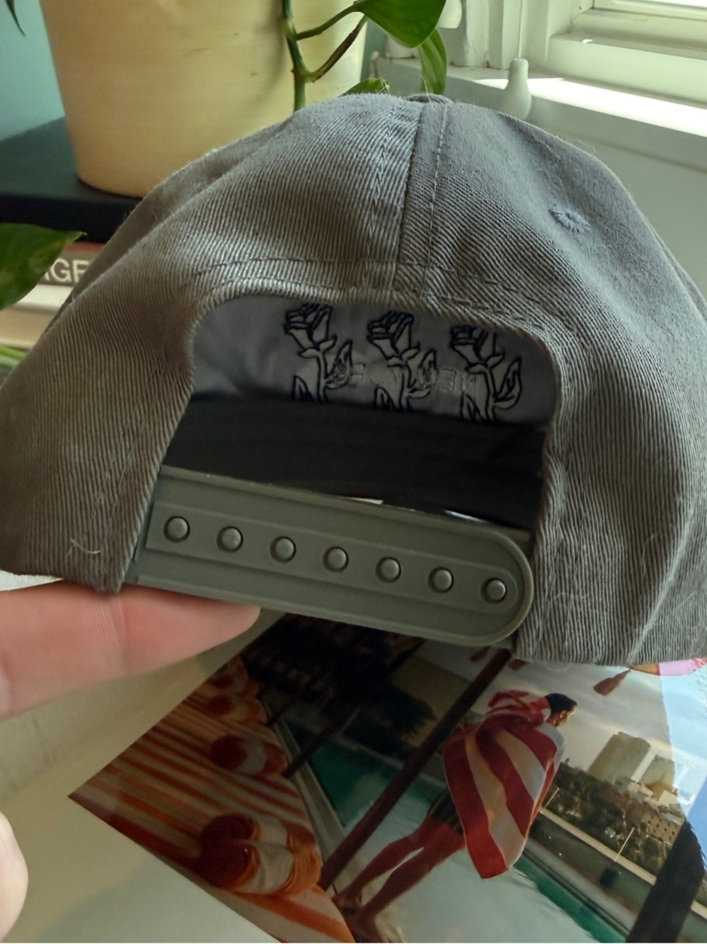 New York Embroidered Rose Cap - Army Green - Picture 2 of 3